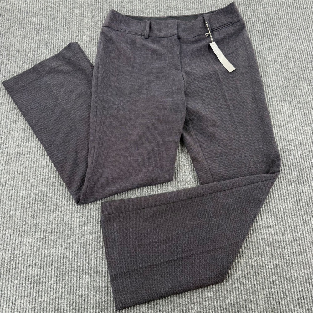 Ann Taylor LOFT Julie Womens 8 Dark Gray Textured Curvy Fit Flare Trouser Pants